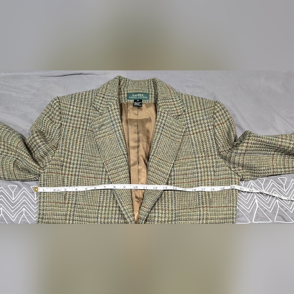 Lauren Ralph Lauren Women's 90s Wool Tweed Plaid Blazer Size 12 - Picture 7 of 9